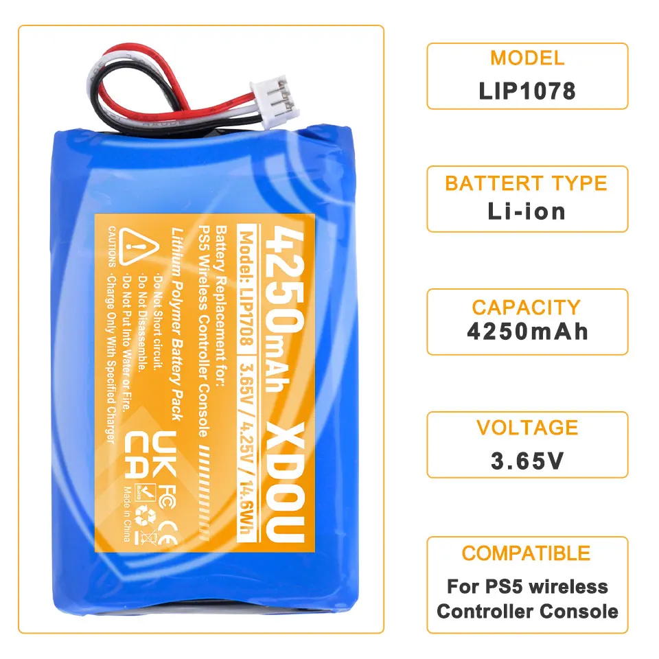 PS5 XDOU Battery - Tested 2570 mAh - Add-On